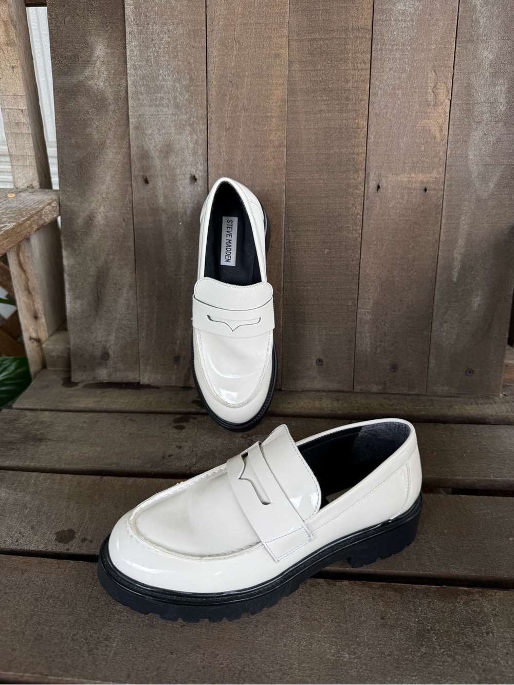 BRAND NEW Steve Madden "Lotto" Patent Lugged Sole Penny Loafers | SZ 7.5M